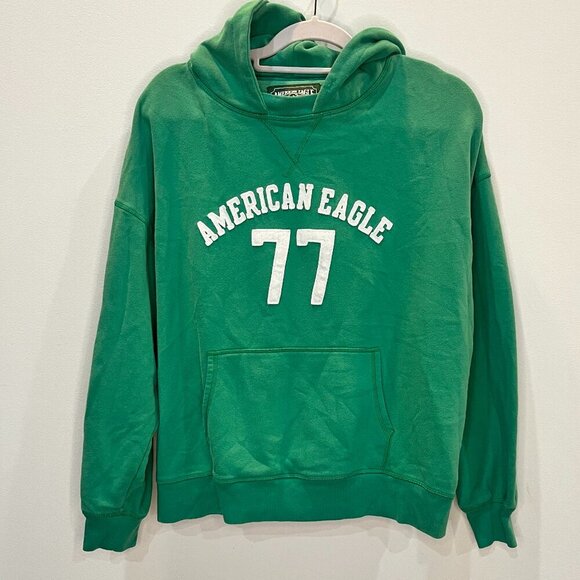 American Eagle Green Logo Hoodie Unisex Size Small Super Soft - Picture 1 of 3